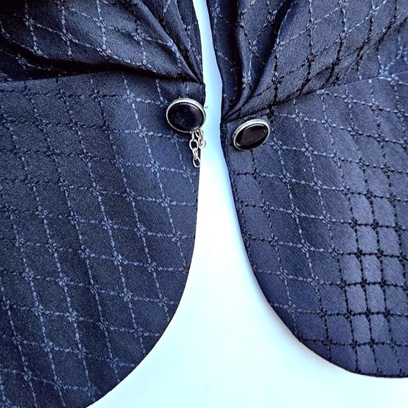 1980s Emanuel Ungaro Parelle Paris Black Silk Jacquard Peplum Jacket w/ Big Shou - Picture 5 of 13